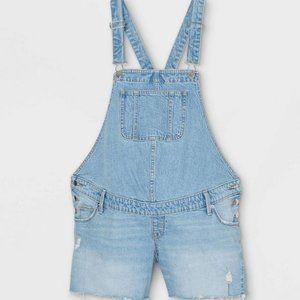 Isabel Maternity - Shortall Maternity Jean Shorts Light Wash Romper